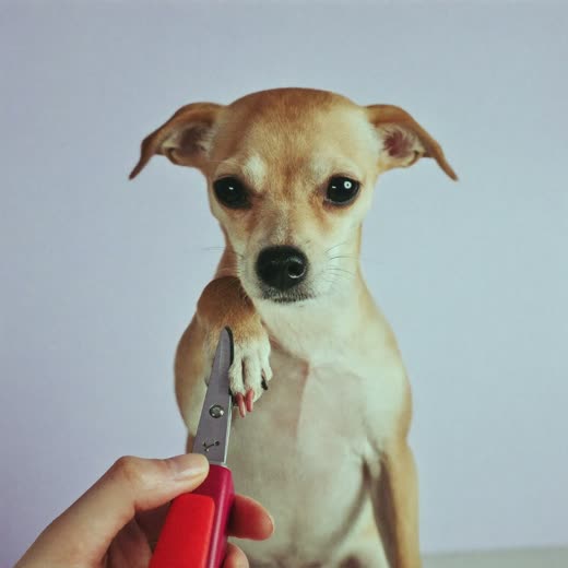 A dog's paw having its nails clipped